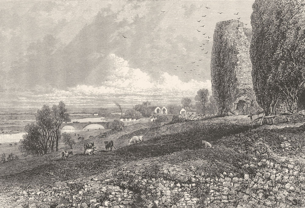 WALES. View from Rhuddlan castle 1901 old antique vintage print picture